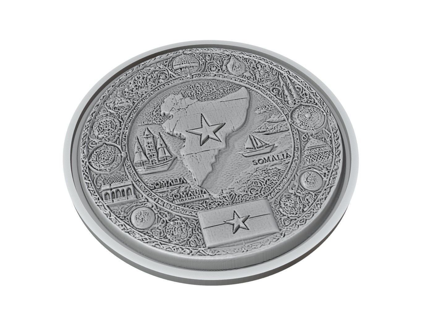 Somalia Map Medallion Relief 3D print model_2