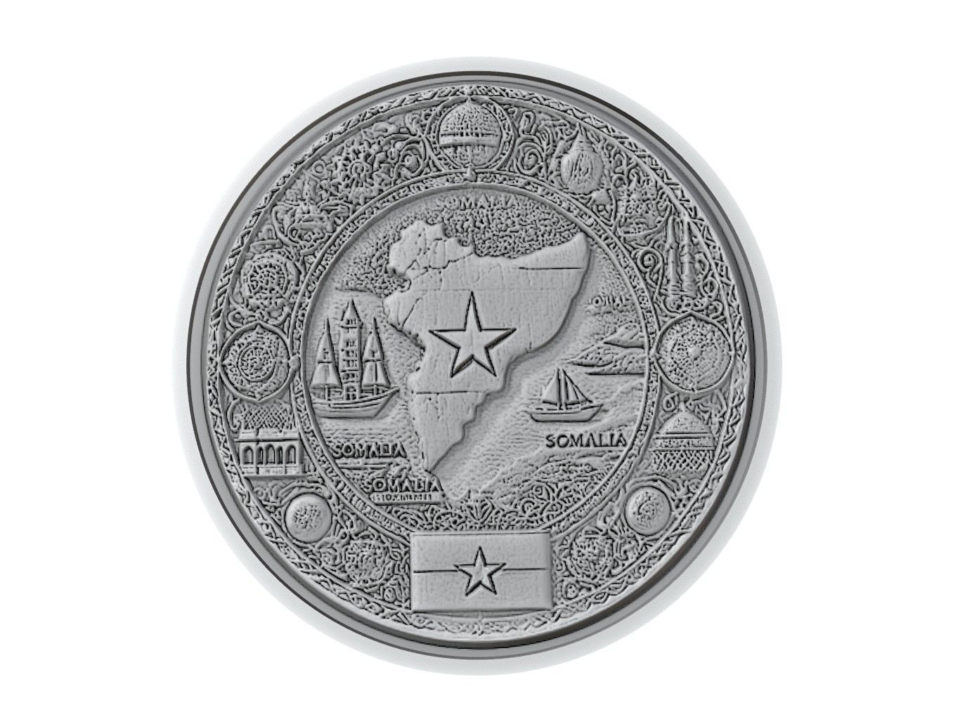 Somalia Map Medallion Relief 3D print model_3