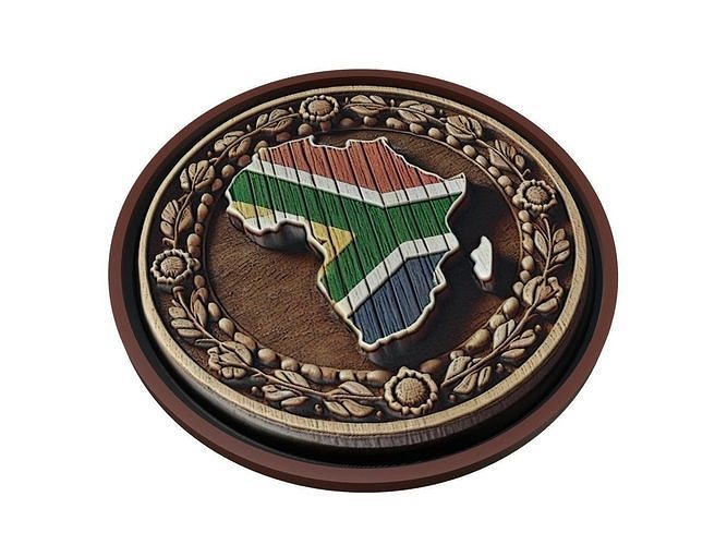 South Africa Map Medallion Relief 3D print model