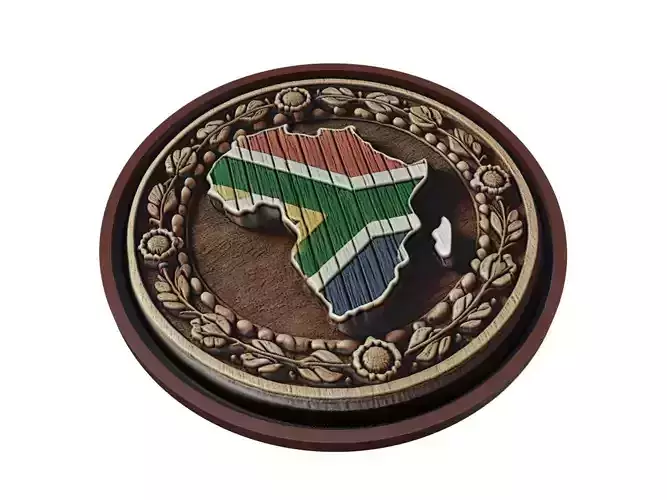 South Africa Map Medallion Relief