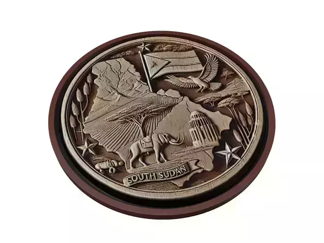 South Sudan Map Medallion Relief