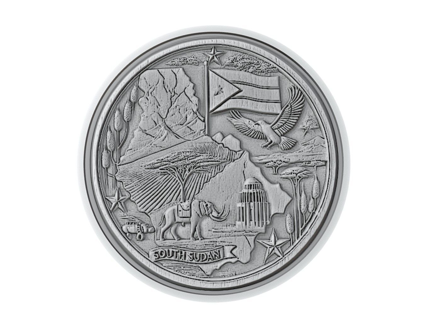 South Sudan Map Medallion Relief 3D print model_3