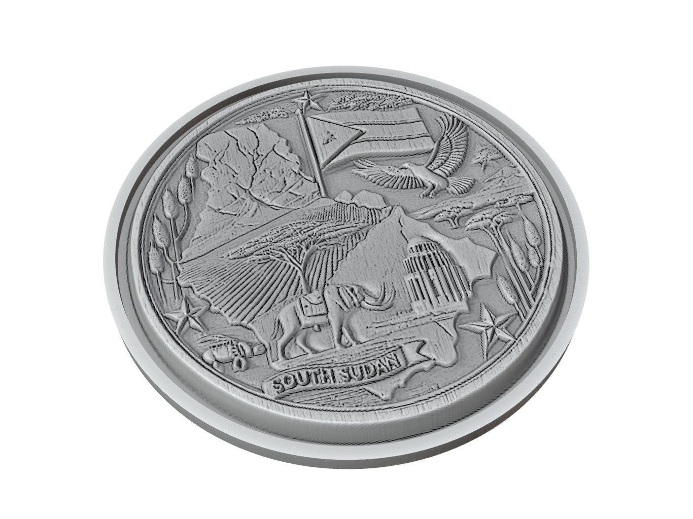 South Sudan Map Medallion Relief 3D print model_2
