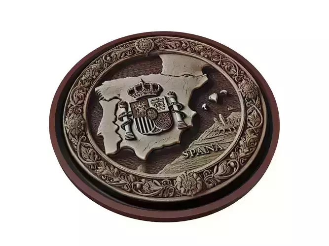 Spain Map Medallion Relief