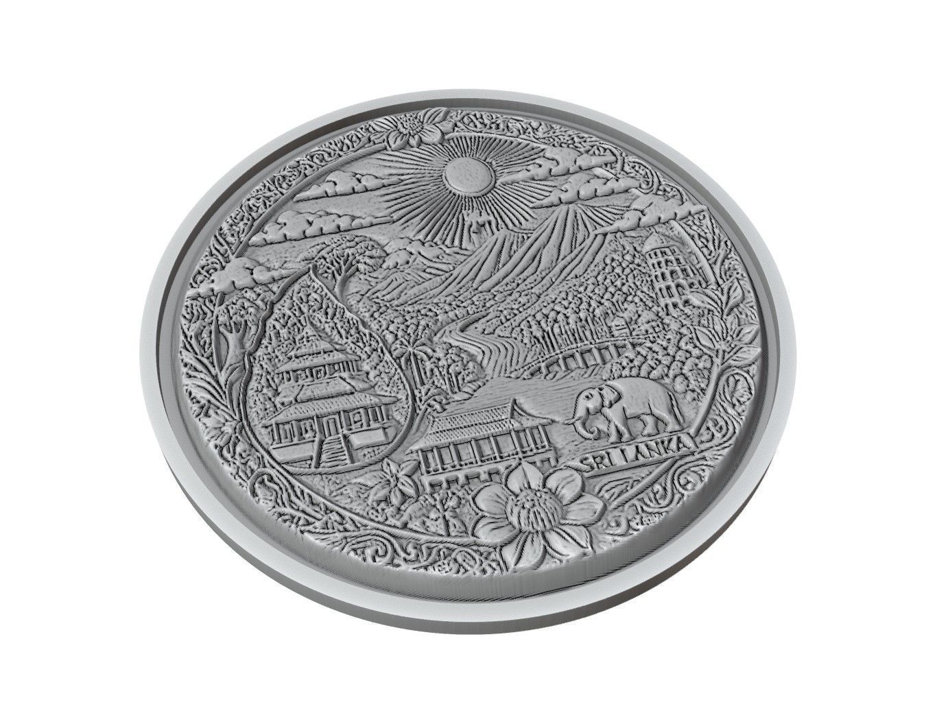 Sri Lanka Map Medallion Relief 3D print model_2