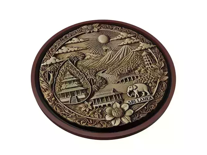 Sri Lanka Map Medallion Relief