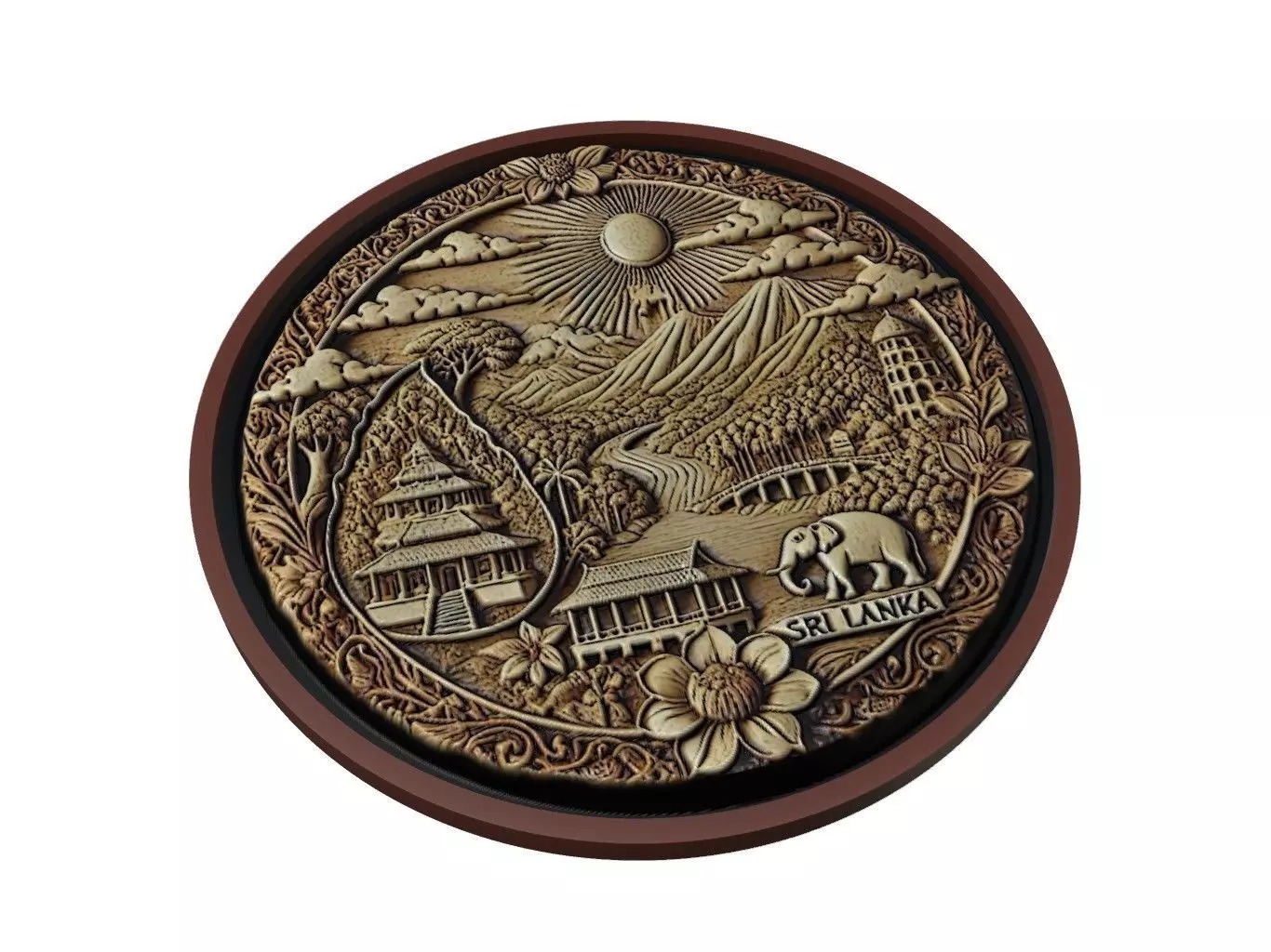 Sri Lanka Map Medallion Relief 3D print model_0