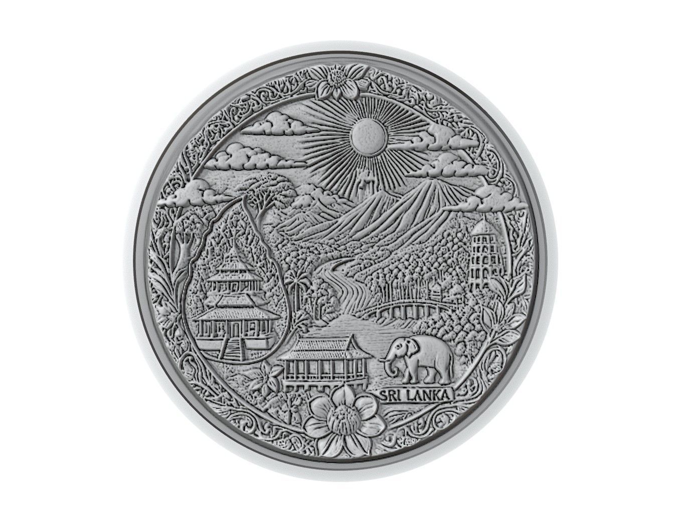 Sri Lanka Map Medallion Relief 3D print model_3