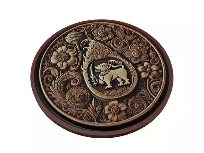 Sri Lanka Map Medallion Relief 3D print model
