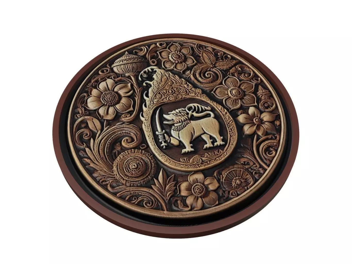 Sri Lanka Map Medallion Relief 3D print model