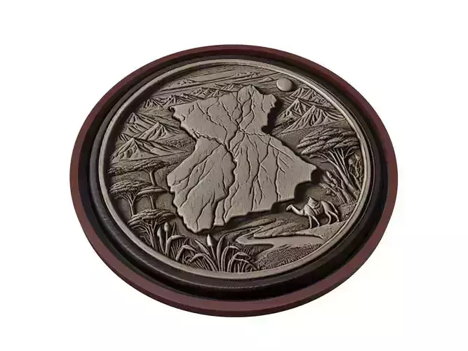 Sudan Map Medallion Relief