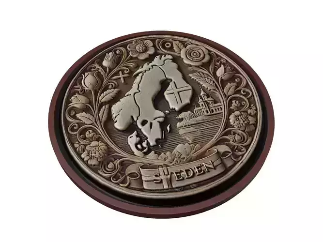 Sweden Map Medallion Relief