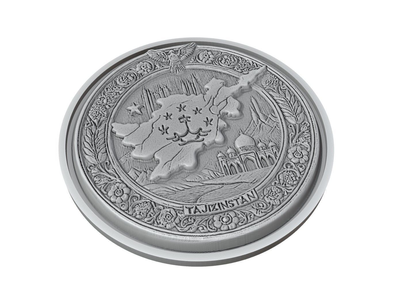 Tajikistan Map Medallion Relief 3D print model_2