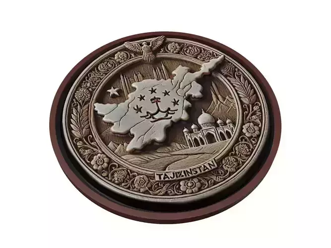 Tajikistan Map Medallion Relief