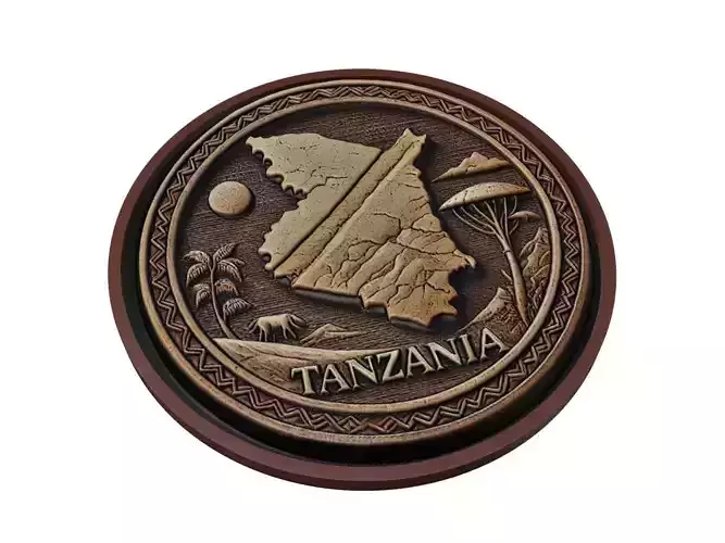 Tanzania Map Medallion Relief 3D print model