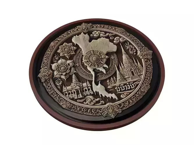 Thailand Map Medallion Relief