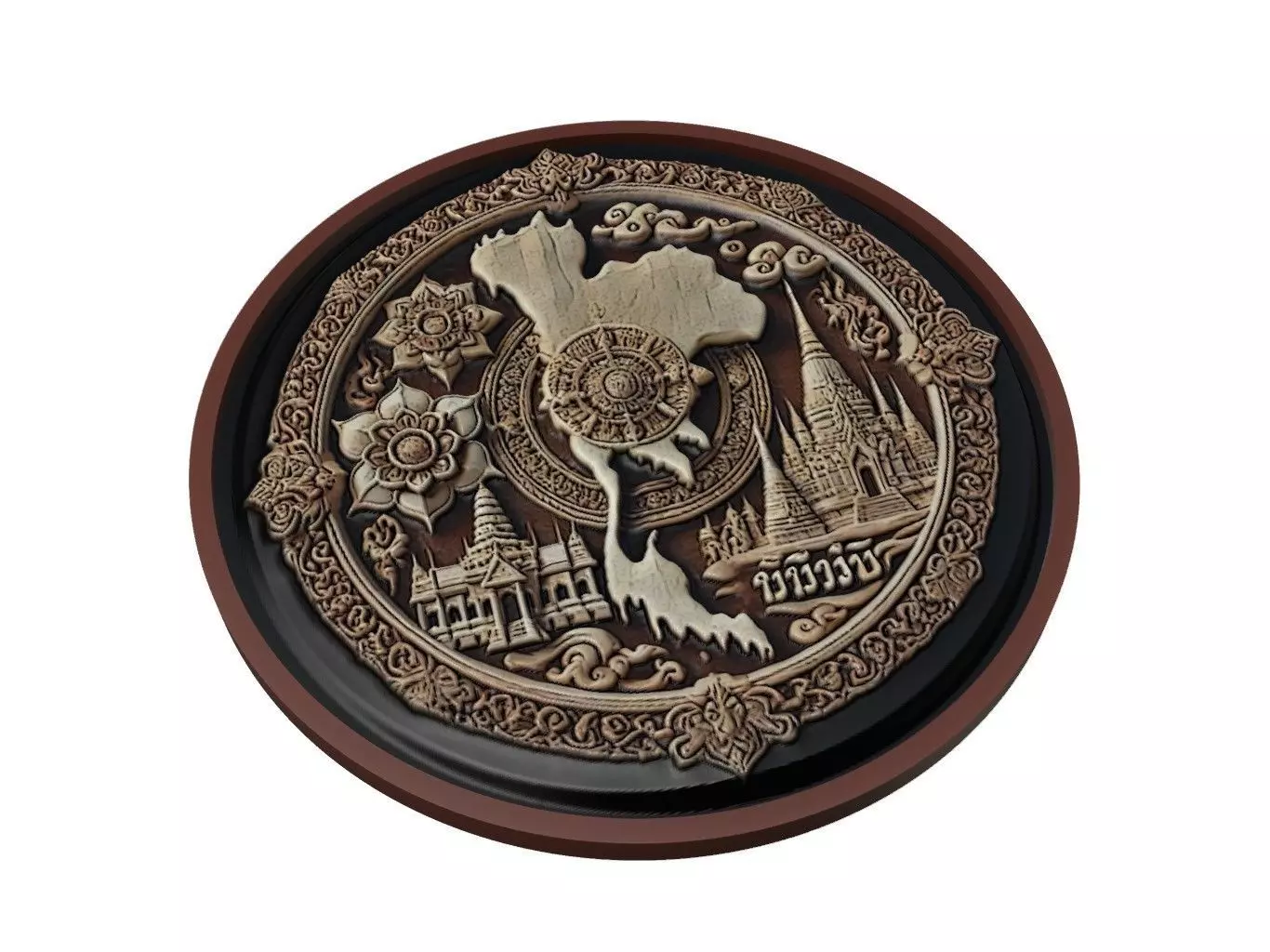 Thailand Map Medallion Relief 3D print model