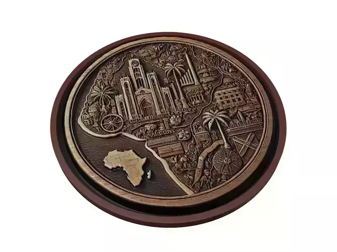 Togo Map Medallion Relief