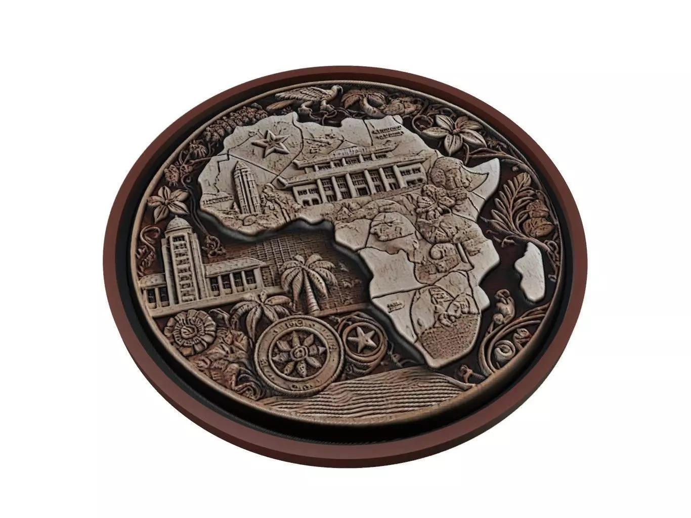 Togo Map Medallion Relief 3D print model