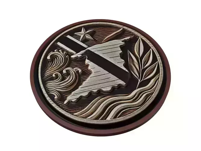 Trinidad and Tobago Map Medallion Relief 3D print model