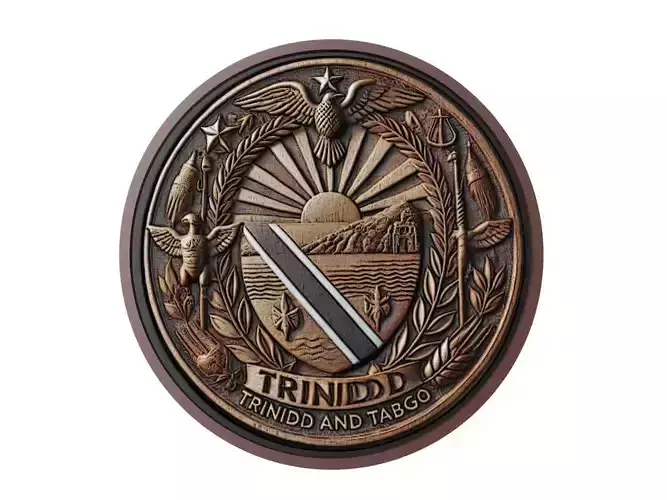 Trinidad and Tobago Map Medallion Relief 3D print model