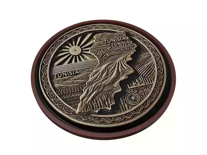 Tunisia Map Medallion Relief