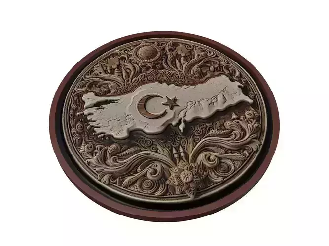 Turkey Map Medallion Relief