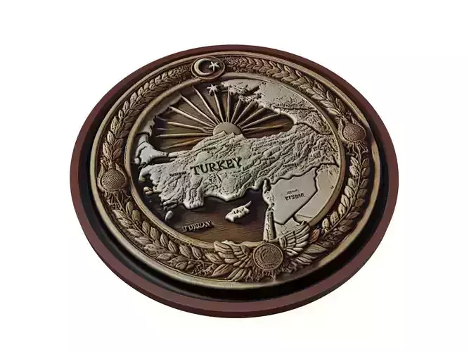 Turkey Map Medallion Relief