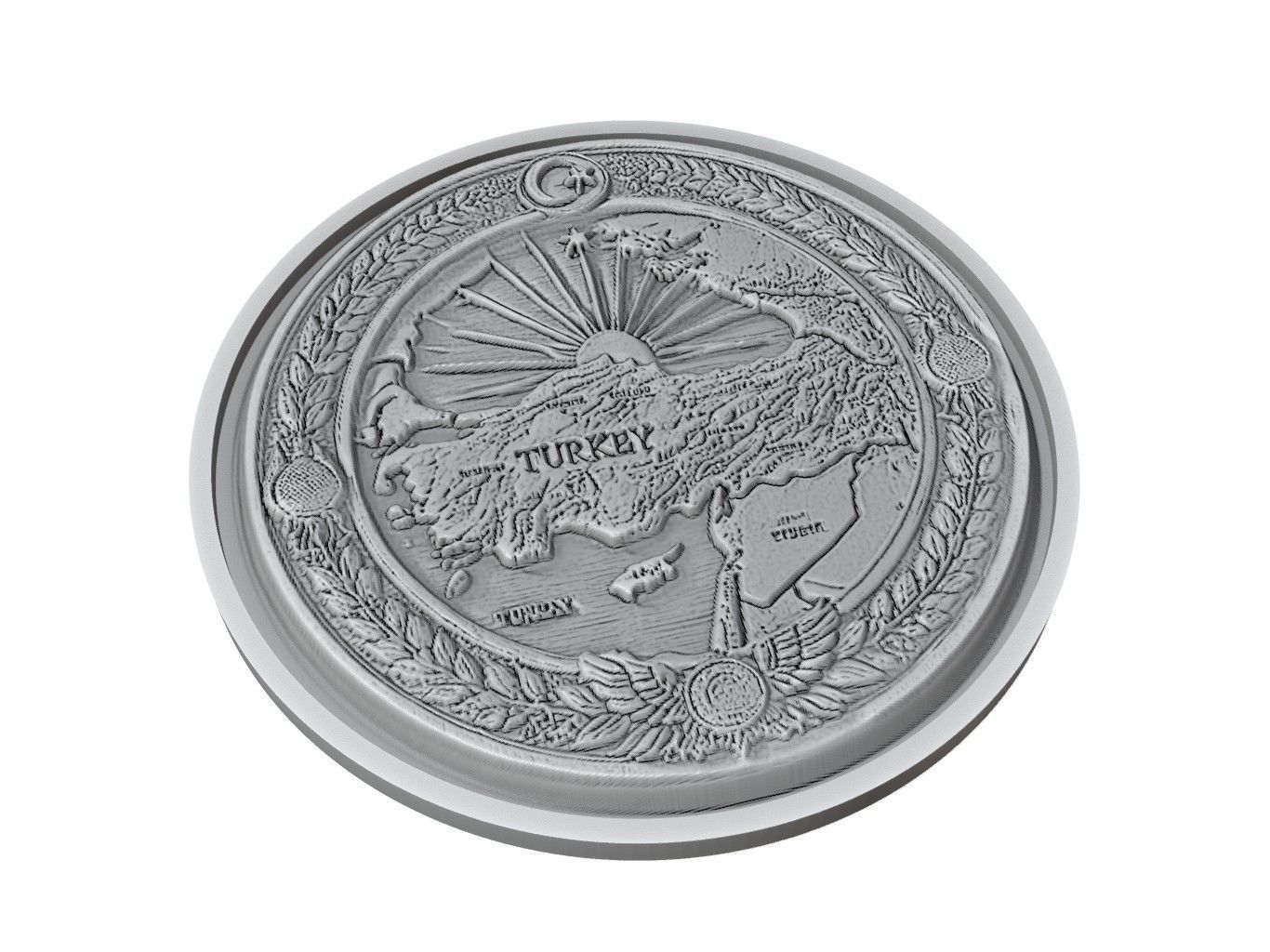 Turkey Map Medallion Relief 3D print model_2