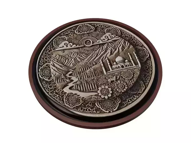 Turkmenistan Map Medallion Relief