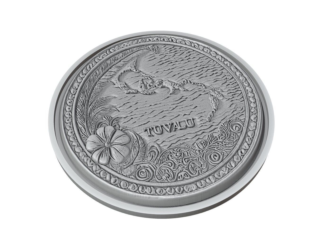 Tuvalu Map Medallion Relief 3D print model_2