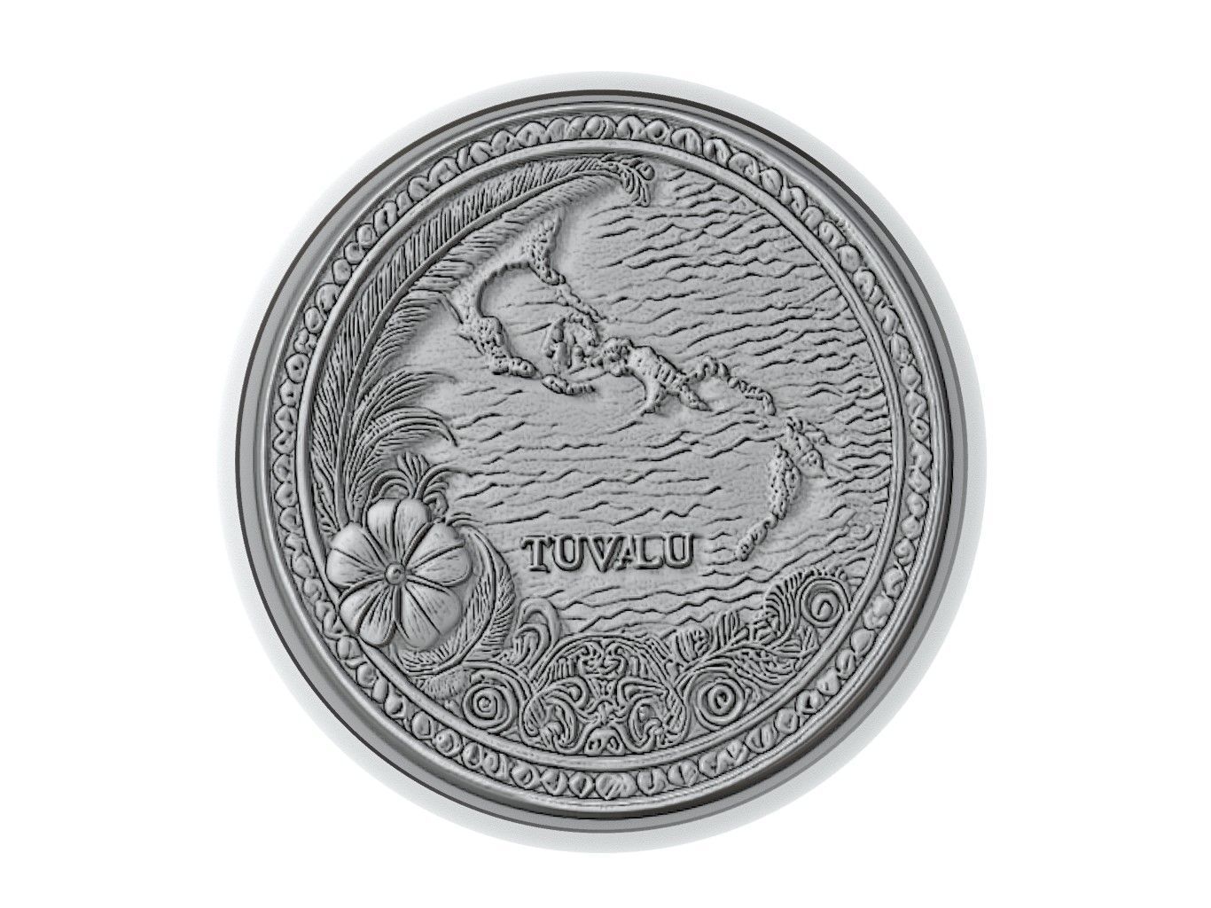 Tuvalu Map Medallion Relief 3D print model_3