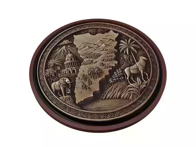 Uganda Map Medallion Relief