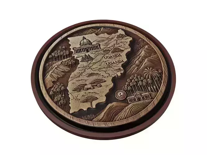 Uganda Map Medallion Relief