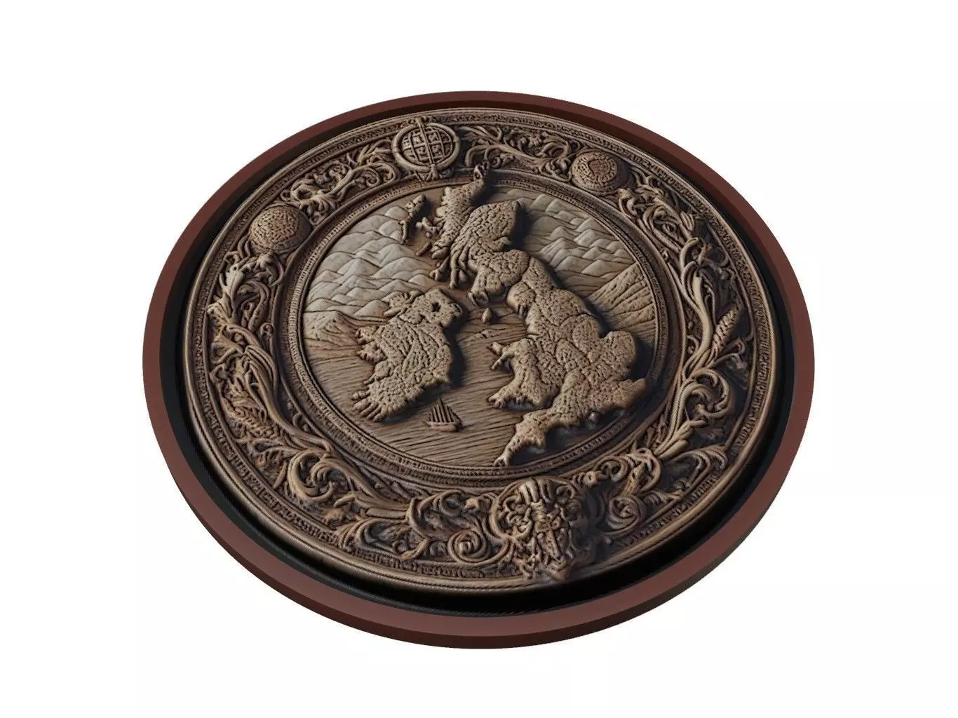 United Kingdom Map Medallion Relief 3D print model
