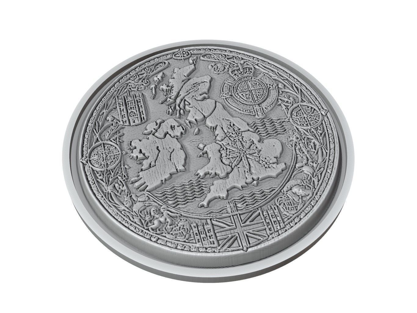 United Kingdom Map Medallion Relief 3D print model_2