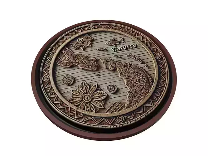 Vanuatu Map Medallion Relief