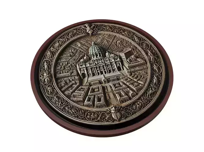 Vatican City Map Medallion Relief