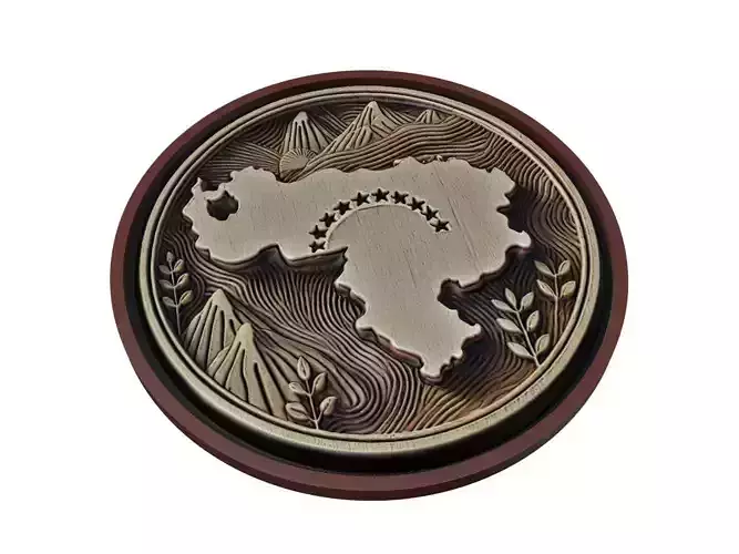 Venezuela Map Medallion Relief 3D print model