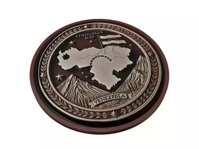Venezuela Map Medallion Relief