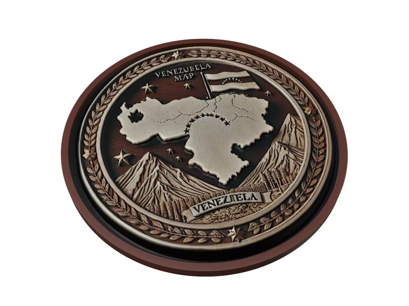 Venezuela Map Medallion Relief 3D print model_0