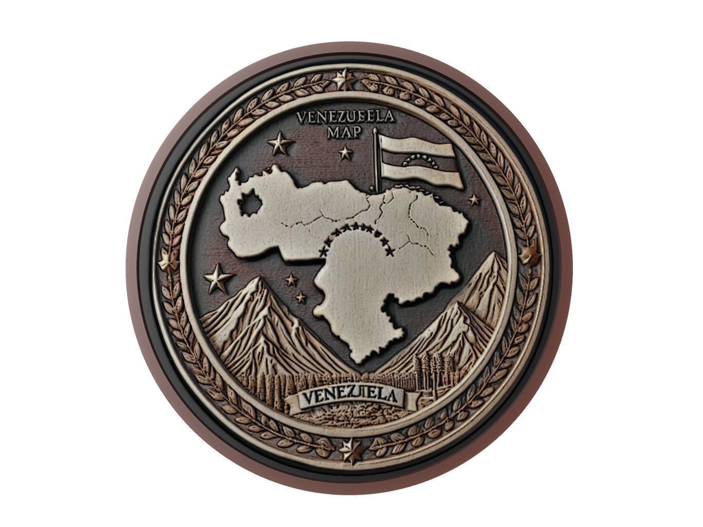 Venezuela Map Medallion Relief 3D print model_1