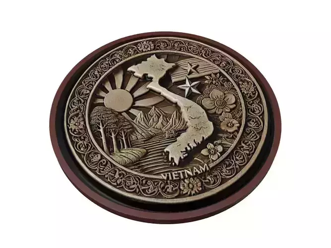 Vietnam Map Medallion Relief