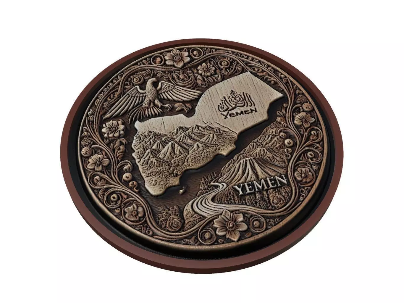 Yemen Map Medallion Relief 3D print model_0
