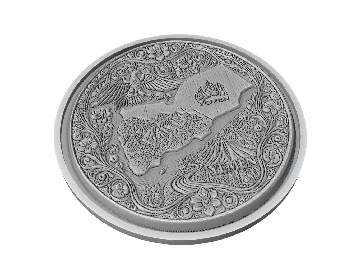 Yemen Map Medallion Relief 3D print model_2