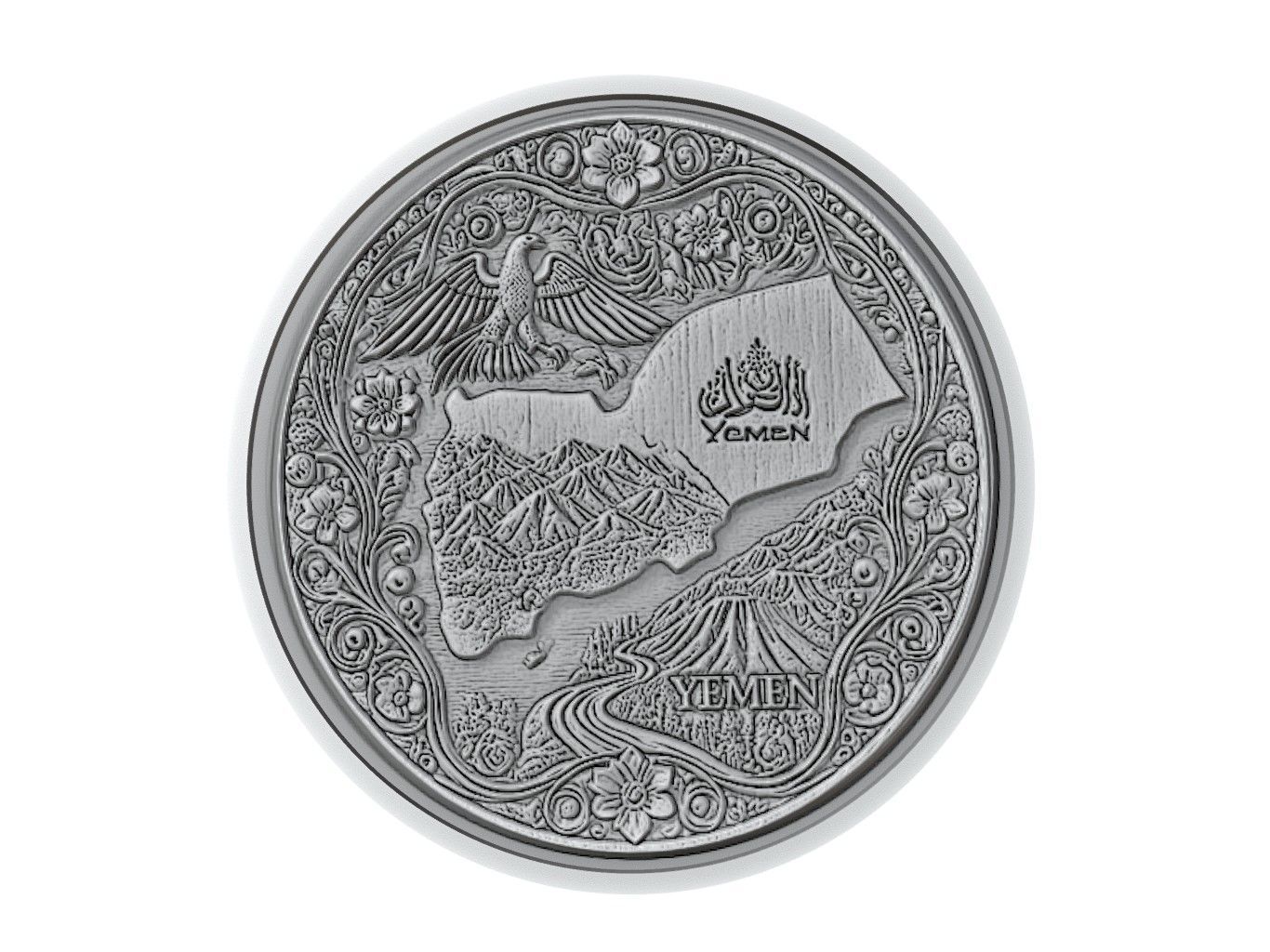 Yemen Map Medallion Relief 3D print model_3