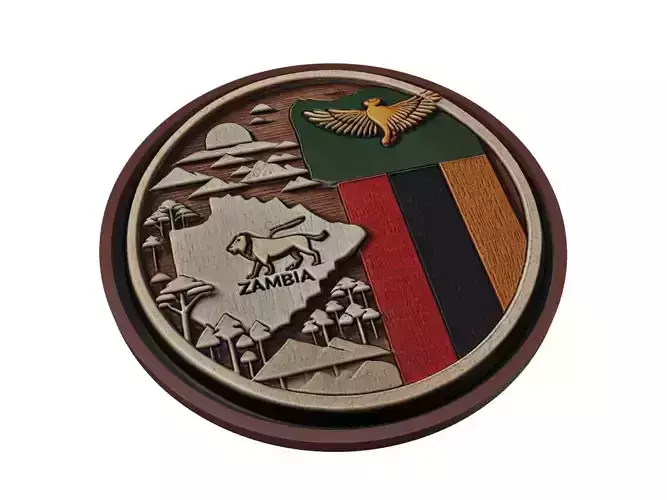 Zambia Map Medallion Relief