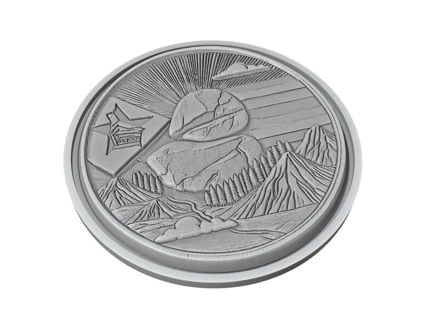 Zimbabwe Map Medallion Relief 3D print model_2