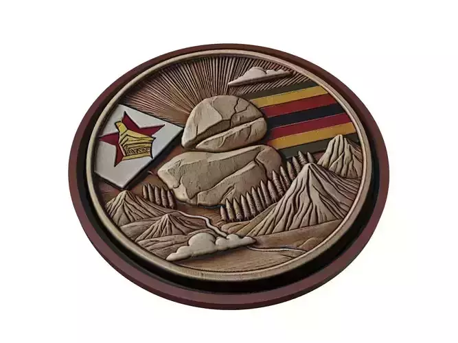 Zimbabwe Map Medallion Relief