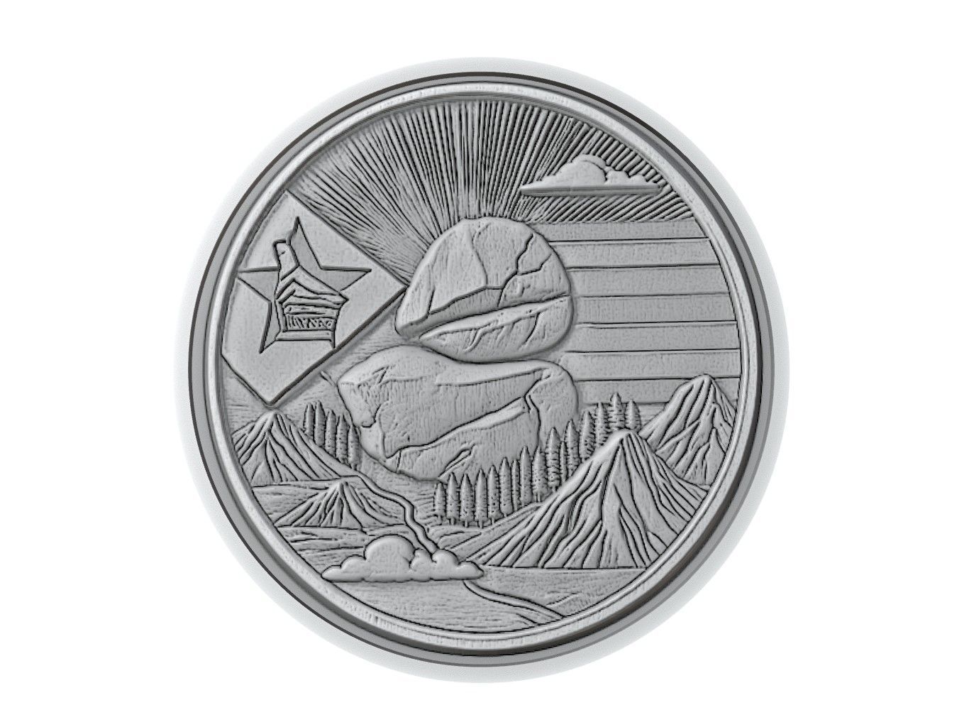 Zimbabwe Map Medallion Relief 3D print model_3